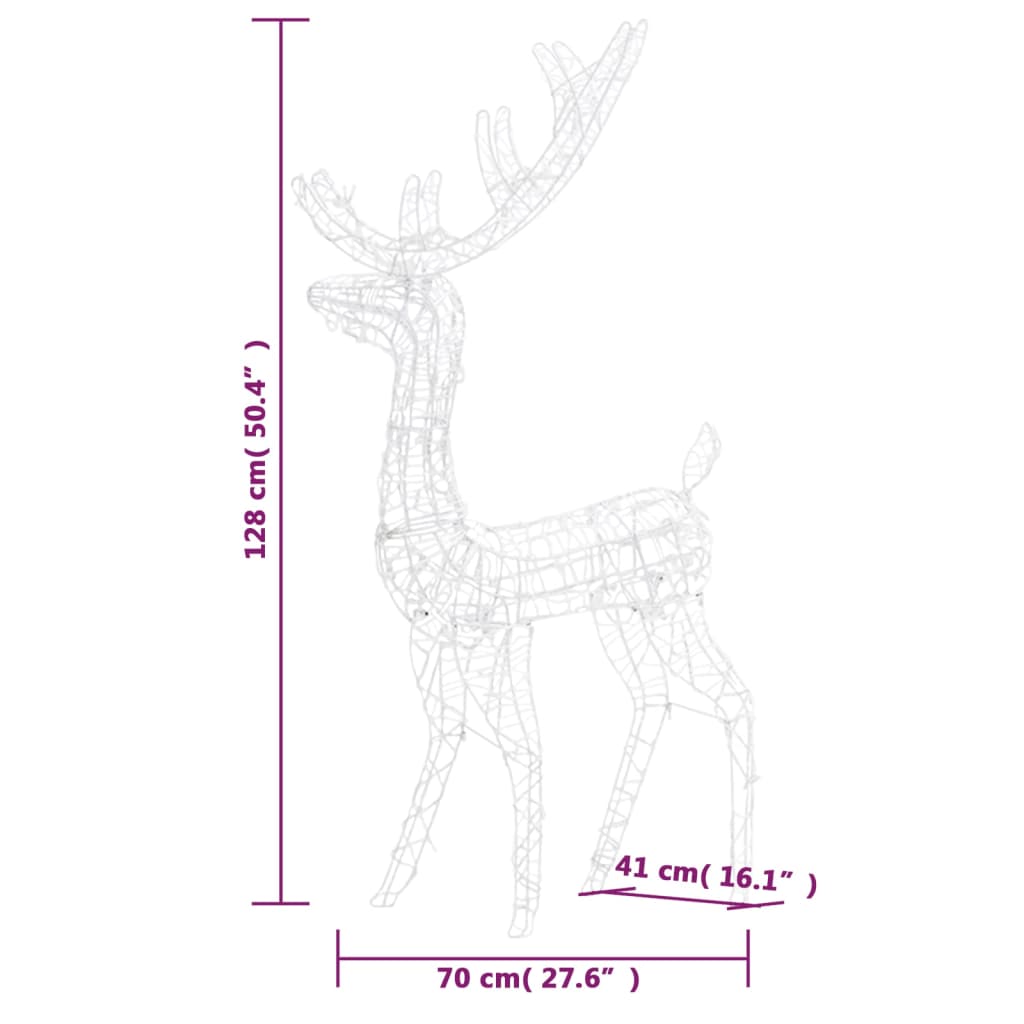 LED-Rentier Acryl Weihnachtsdekoration 140 LEDs 120 cm Bunt