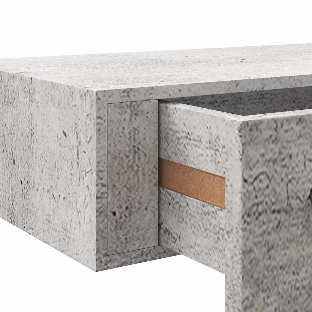 Wandregale mit Schubladen 2 Stk. Betongrau 40x23,5x10 cm MDF