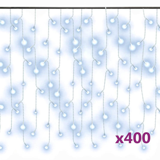 Lichtervorhang LED Eiszapfen 10 m 400 LED Kaltweiß 8 Funktionen
