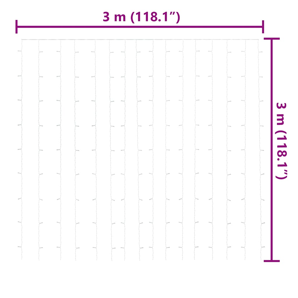 LED-Lichtervorhang 3x3 m 300 LED Blau 8 Funktionen