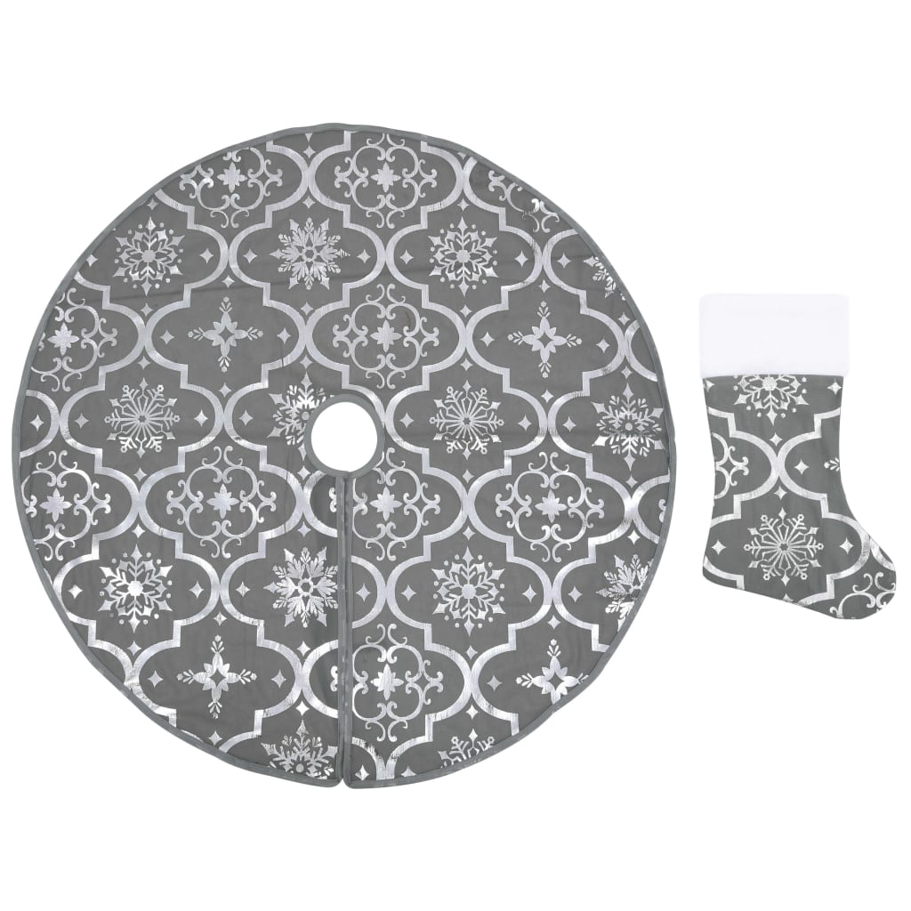 Luxus-Weihnachtsbaumdecke mit Socke Grau 150 cm Stoff