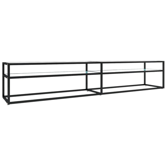 TV-Schrank Weiß Marmor-Optik 220x40x40,5 cm Hartglas