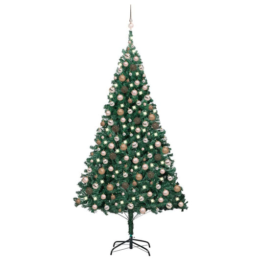 Künstlicher Weihnachtsbaum mit Beleuchtung & Kugeln Grün 240 cm