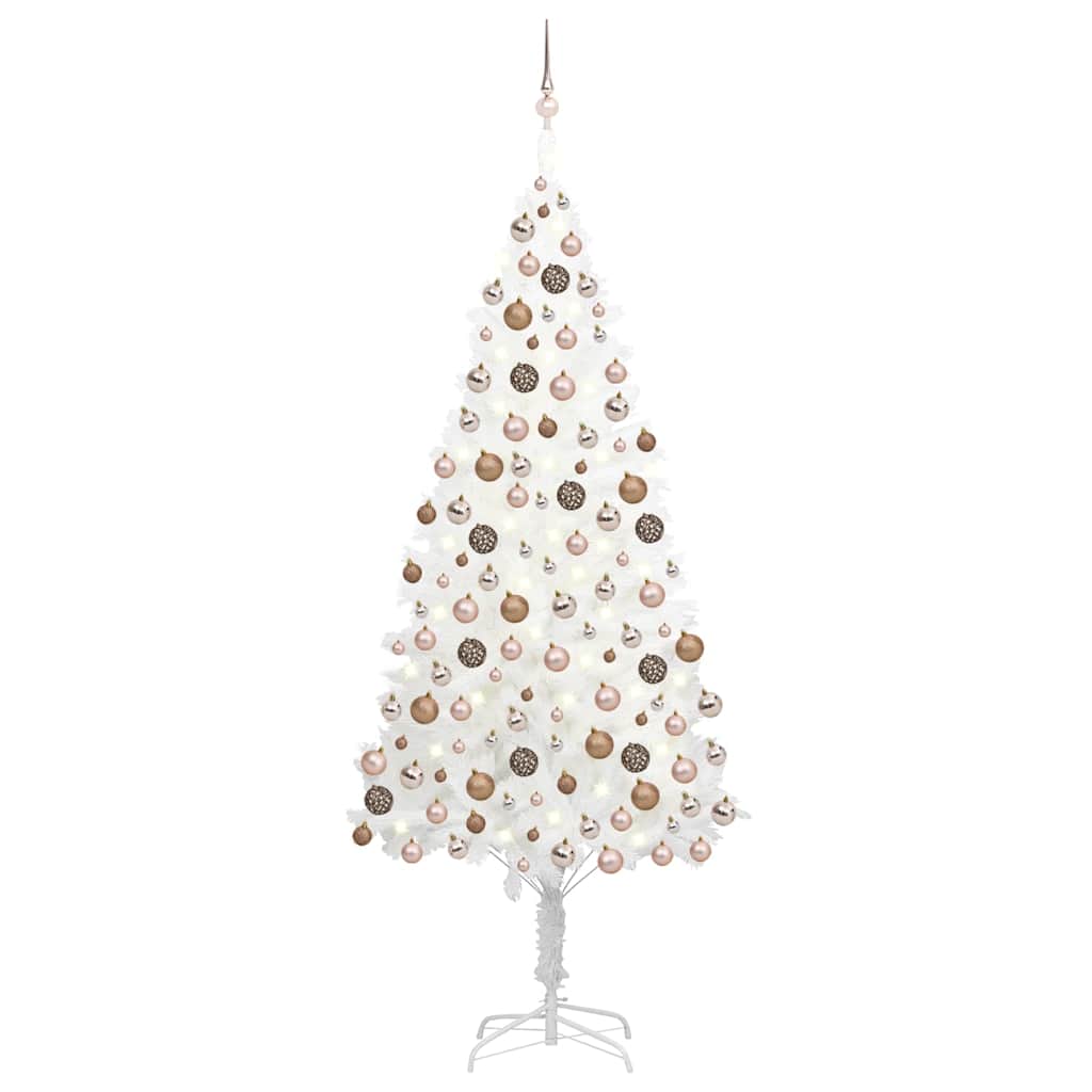 Künstlicher Weihnachtsbaum mit Beleuchtung & Kugeln Weiß 240 cm