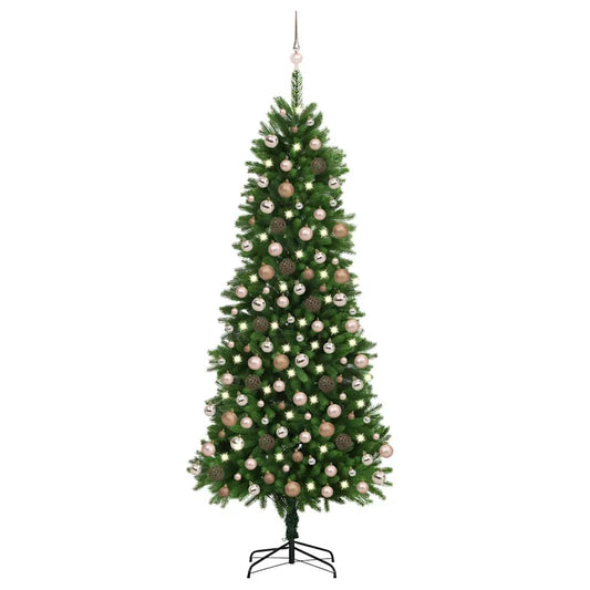 Künstlicher Weihnachtsbaum mit Beleuchtung Kugeln 240 cm Grün