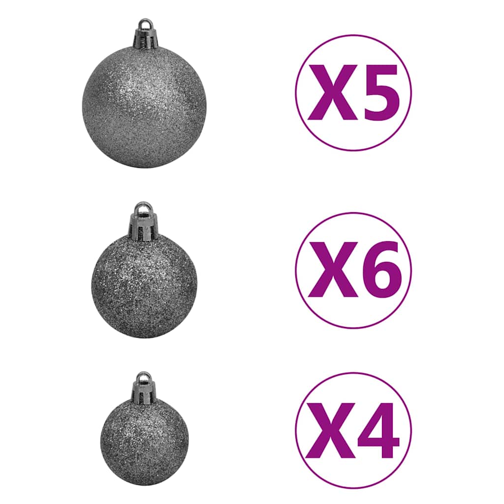 Künstlicher Halb-Weihnachtsbaum Beleuchtung Kugeln Weiß 150 cm
