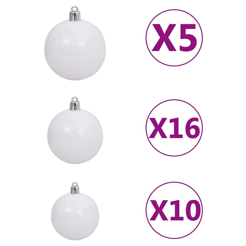 Künstlicher Weihnachtsbaum mit Beleuchtung Kugeln L 240 cm Weiß