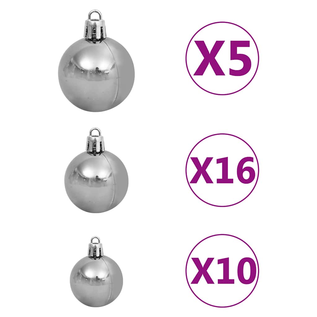 Künstlicher Weihnachtsbaum mit Beleuchtung & Kugeln Rosa 210cm