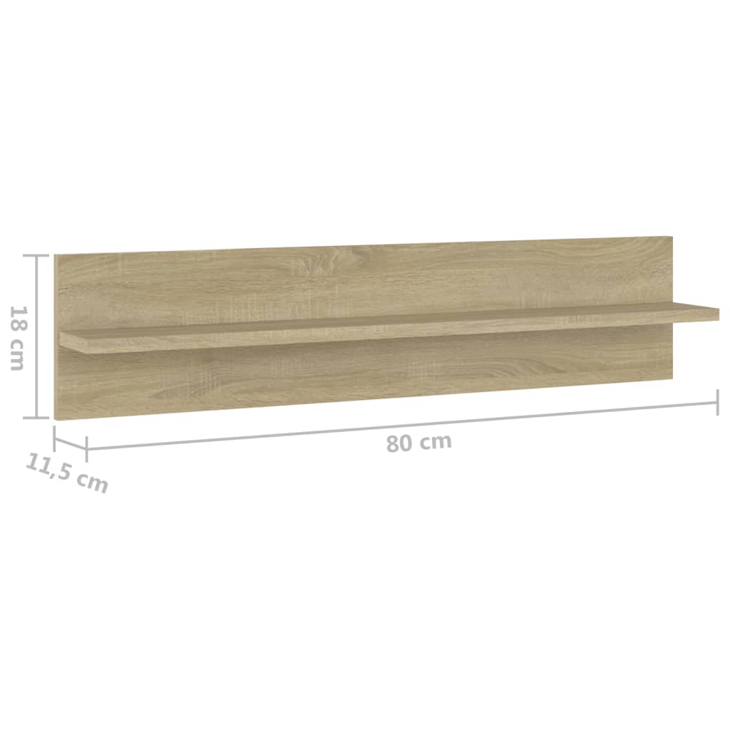 Wandregale 2 Stk. Sonoma-Eiche 80x11,5x18 cm Holzwerkstoff