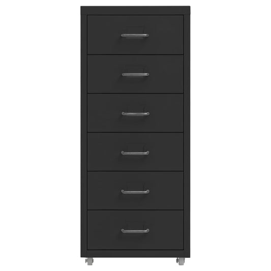 Aktenschrank mit Rollen Schwarz 28x41x69 cm Metall