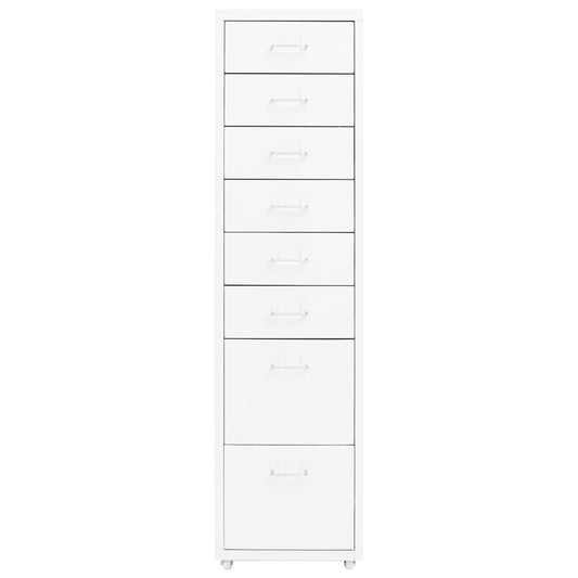 Aktenschrank mit Rollen Weiß 28x41x109 cm Metall