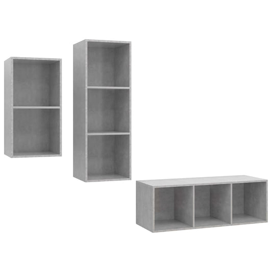 3-tlg. TV-Schrank-Set Betongrau Holzwerkstoff