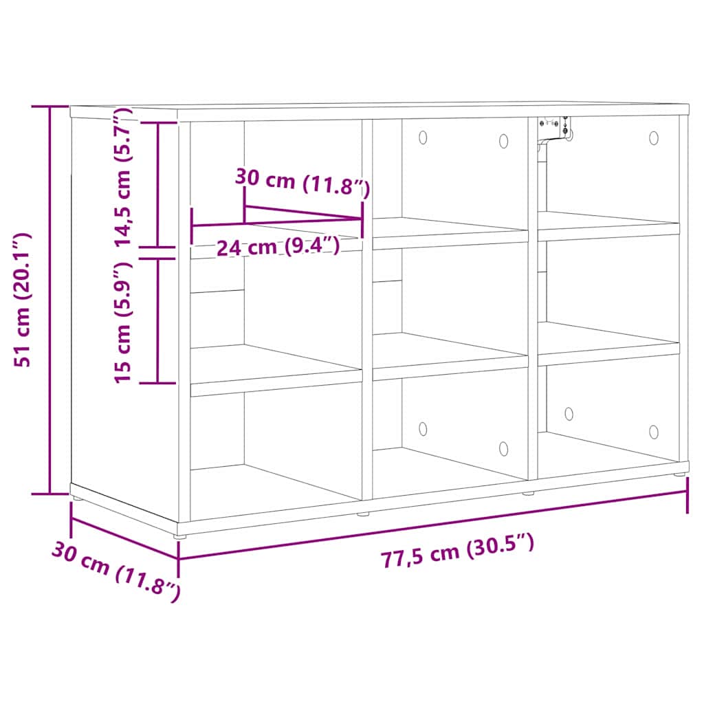 Schuhschrank mit Regal Weiß 77,5 x 30 x 51 cm Holzwerkstoff