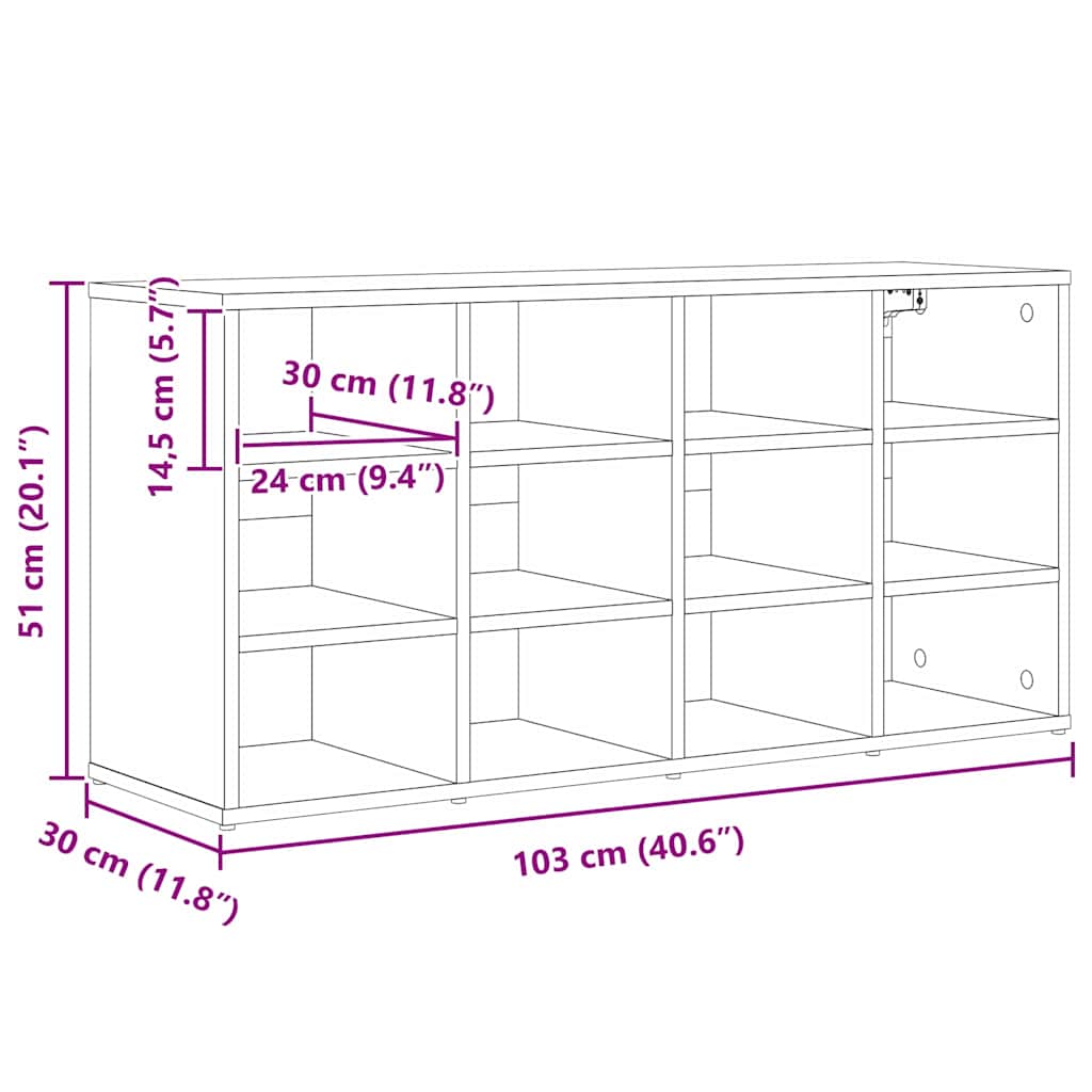 Schuhschrank Sonoma Eiche 103 x 30 x 51 cm Holzwerkstoff
