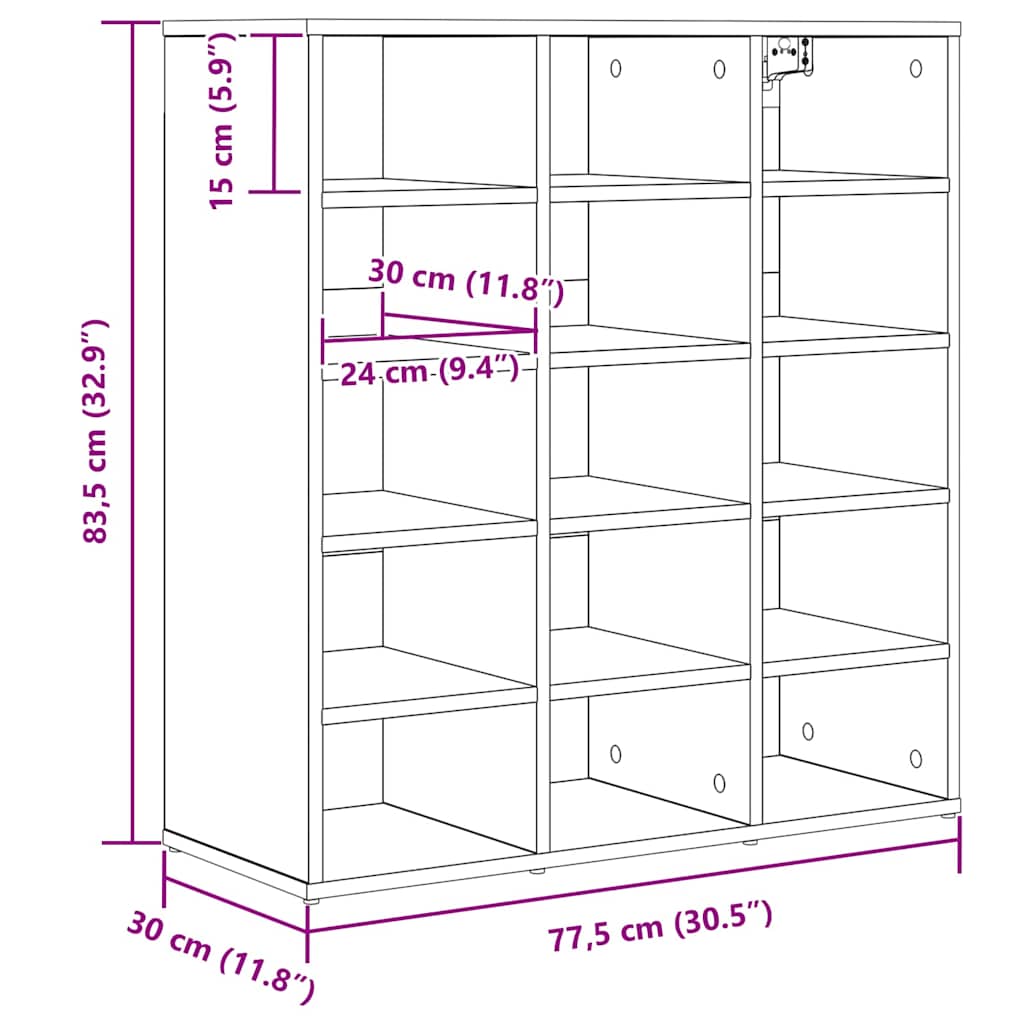 Schuhschrank Betongrau 77,5 x 30 x 83,5 cm Holzwerkstoff