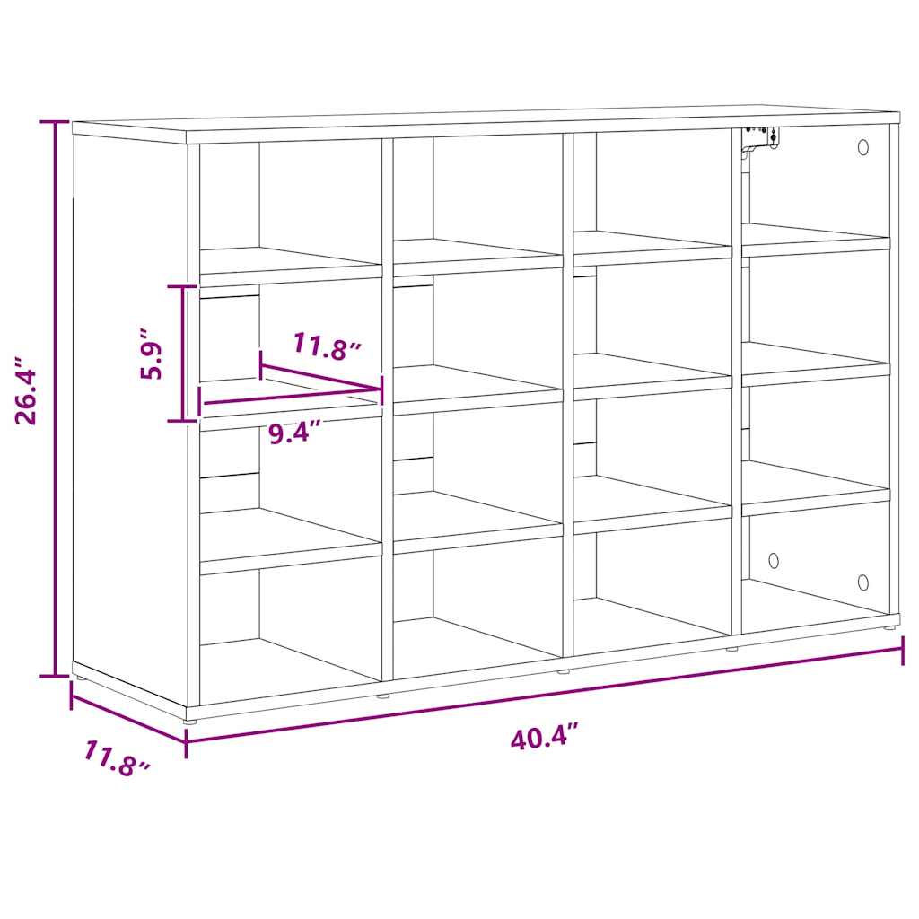 Schuhschrank mit Regal Betongrau 103 x 30 x 67 cm Holzwerkstoff