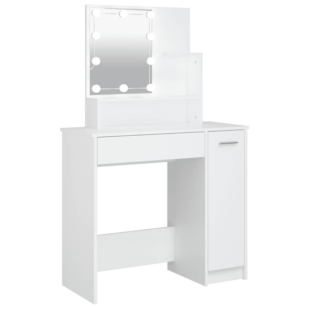 Schminktisch mit LED Weiß 86,5x35x136 cm