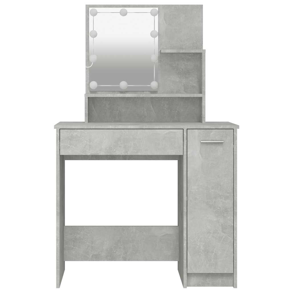 Schminktisch mit LED Betongrau 86,5x35x136 cm