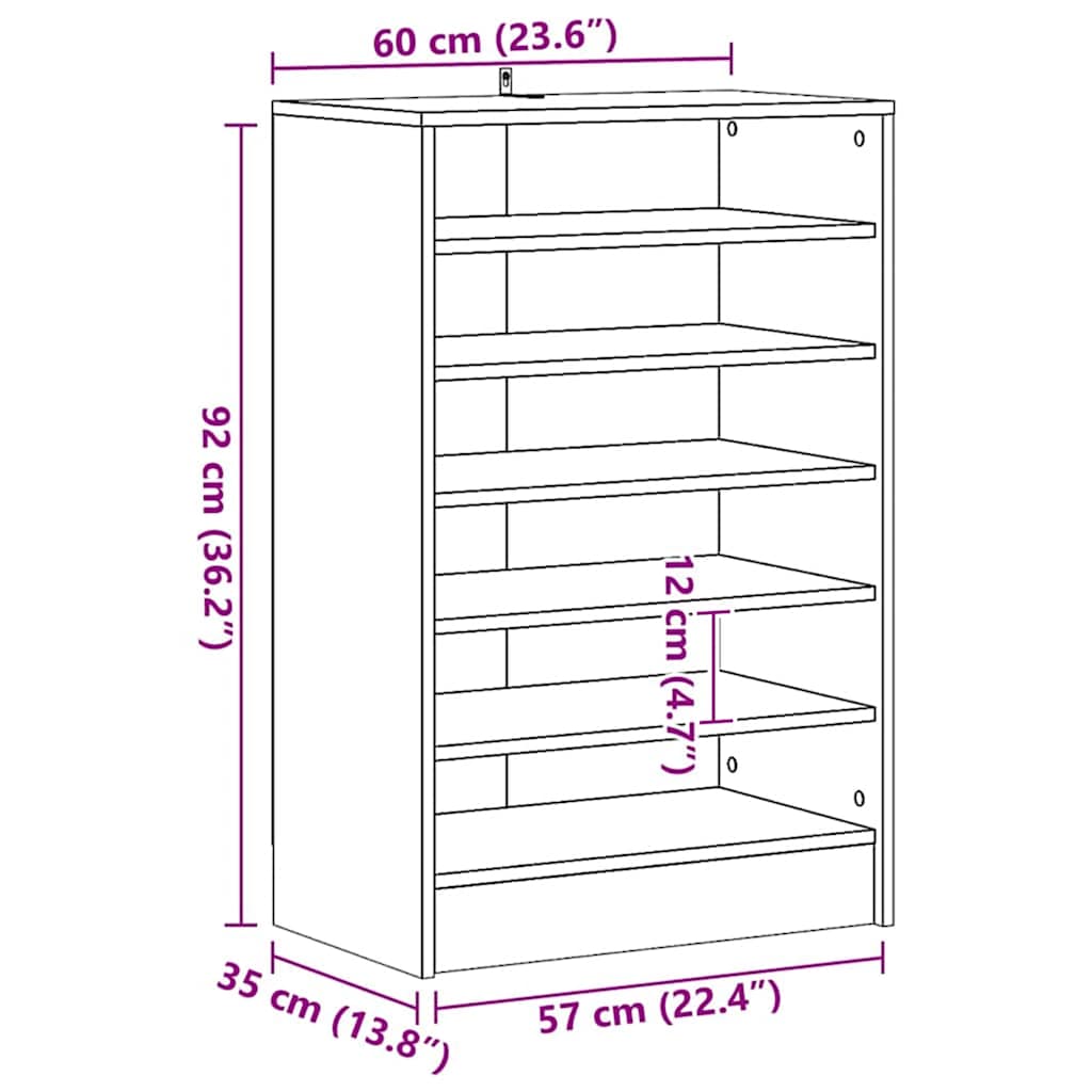 Schuhschrank Betongrau 60x35x92 cm Holzwerkstoff