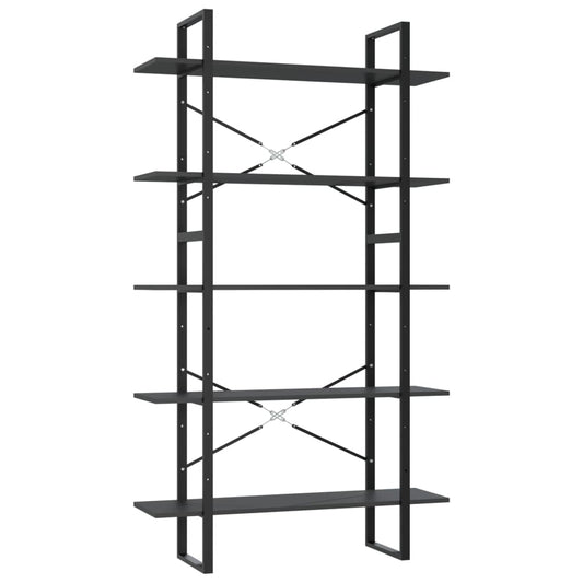 Bücherregal 5 Fächer Grau 100x30x175 cm Holzwerkstoff