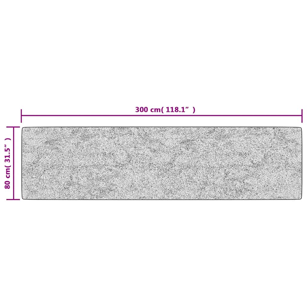 Teppich Waschbar 80x300 cm Hellbeige Rutschfest