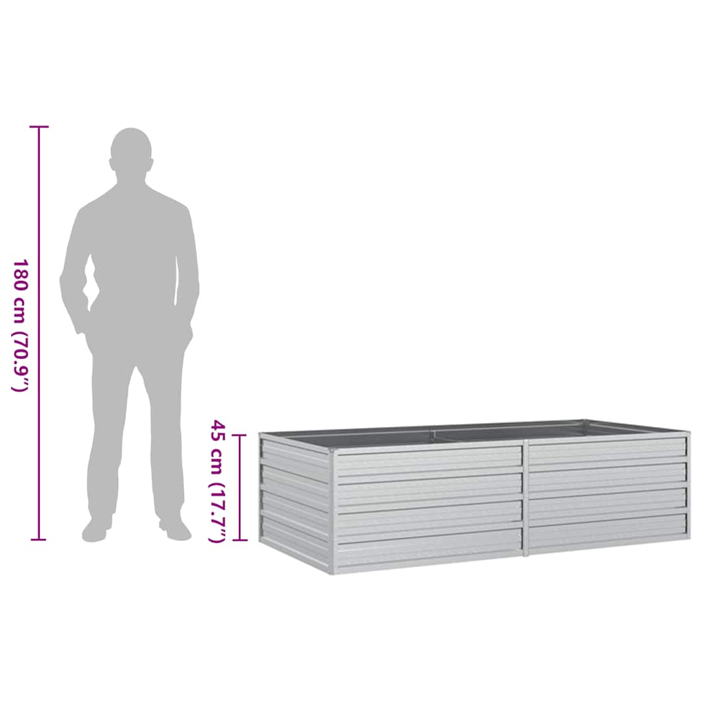 Garten-Hochbeet 160x80x45 cm Verzinkter Stahl Silber