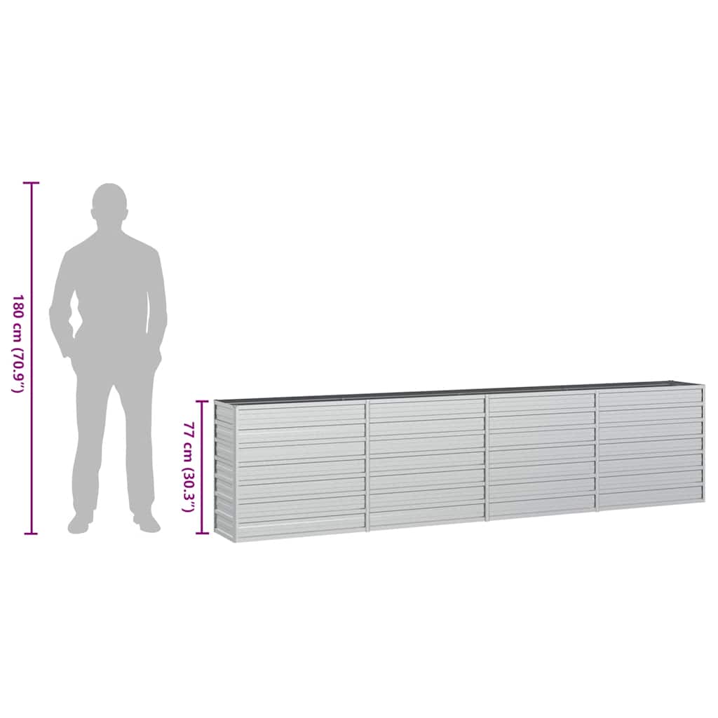 Garten-Hochbeet 320x40x77 cm Verzinkter Stahl Silber