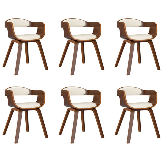 Esszimmerstühle 6 Stk. Creme Bugholz und Kunstleder