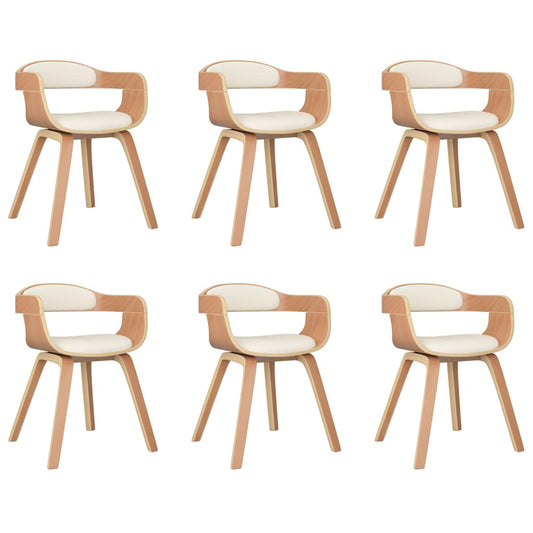 Esszimmerstühle 6 Stk. Creme Bugholz und Kunstleder