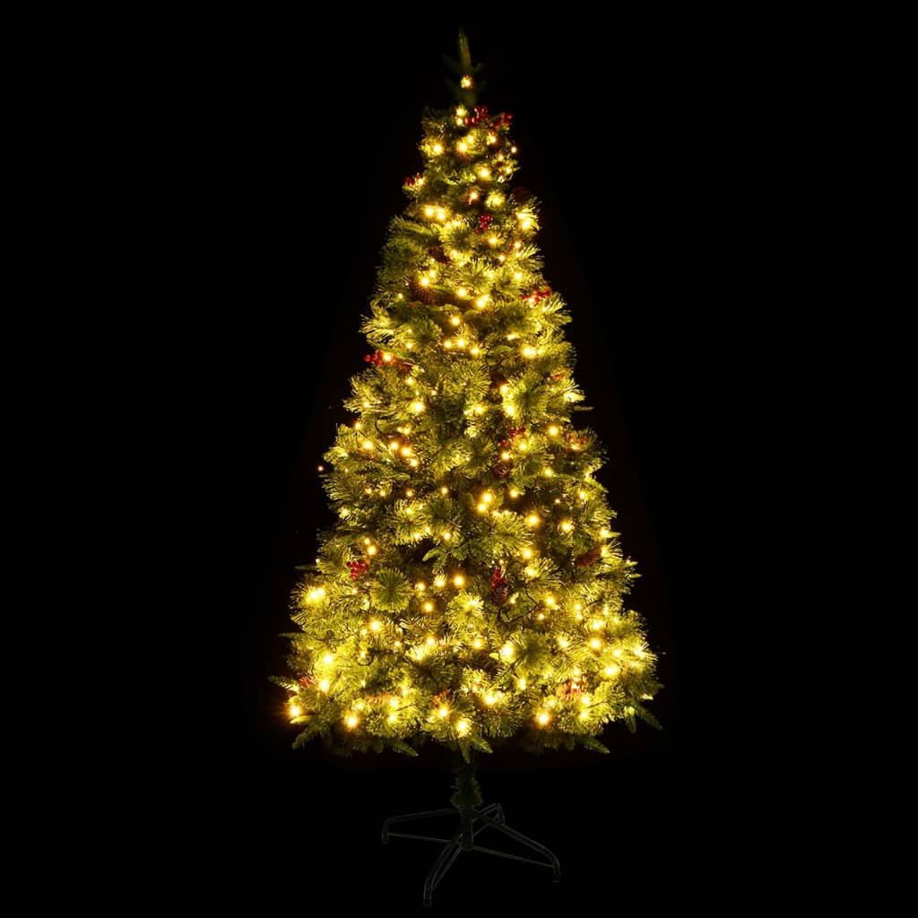 Weihnachtsbaum mit Beleuchtung und Kiefernzapfen Grün 195 cm