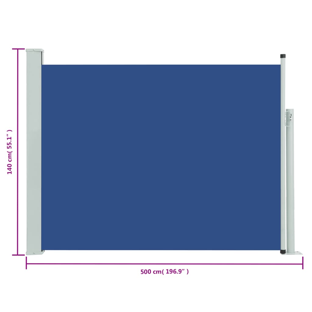Seitenmarkise Ausziehbar 140x500 cm Blau