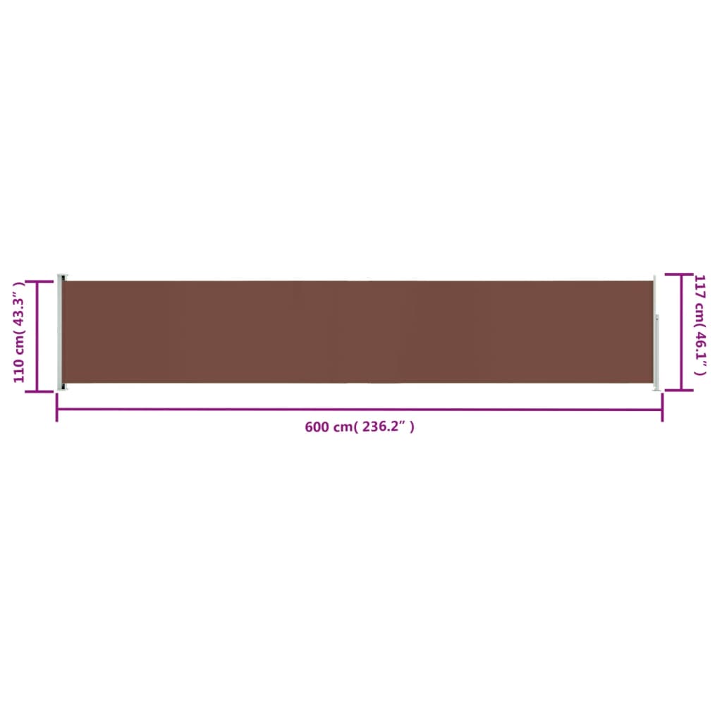 Seitenmarkise Ausziehbar 117x600 cm Braun