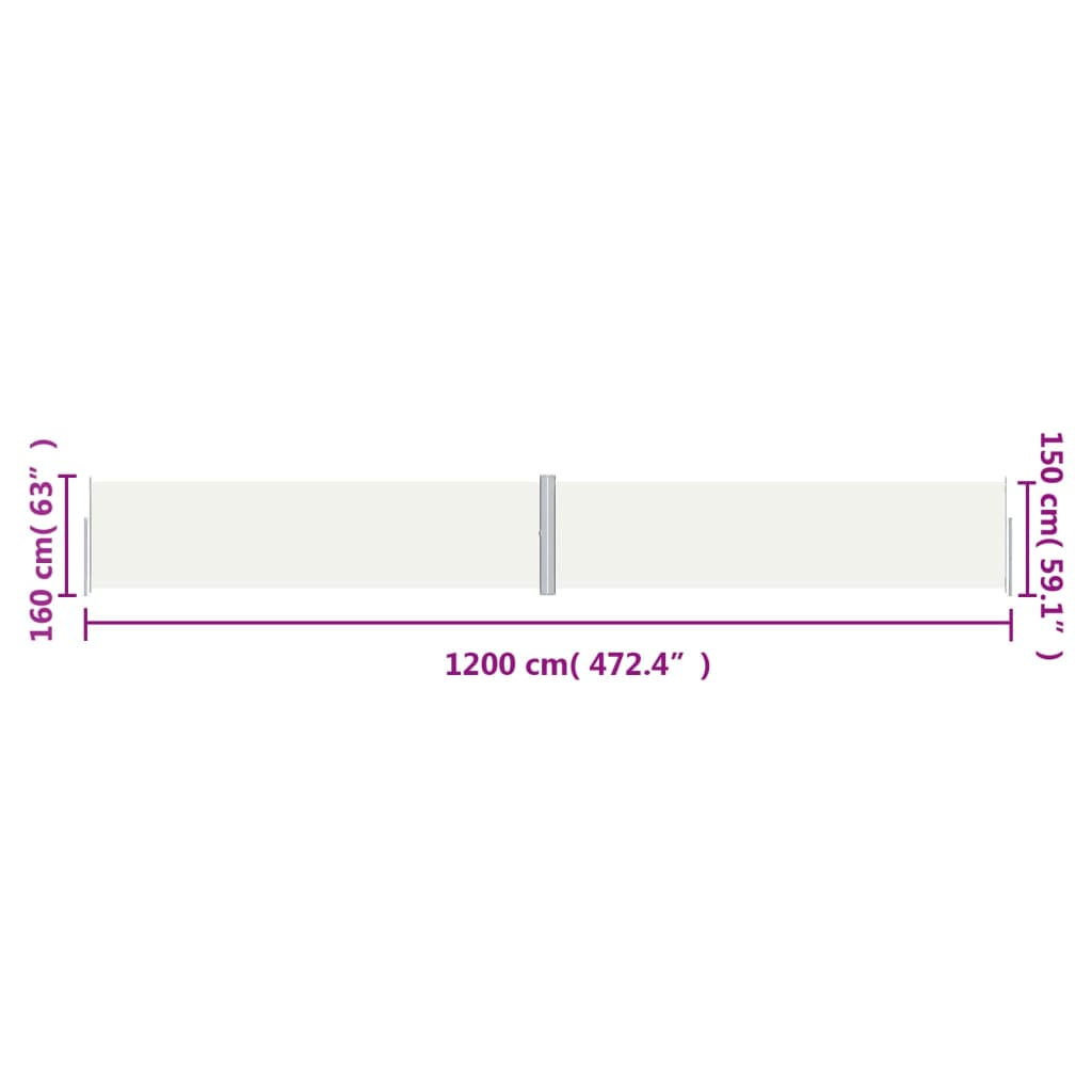 Seitenmarkise Ausziehbar Creme 160x1200 cm