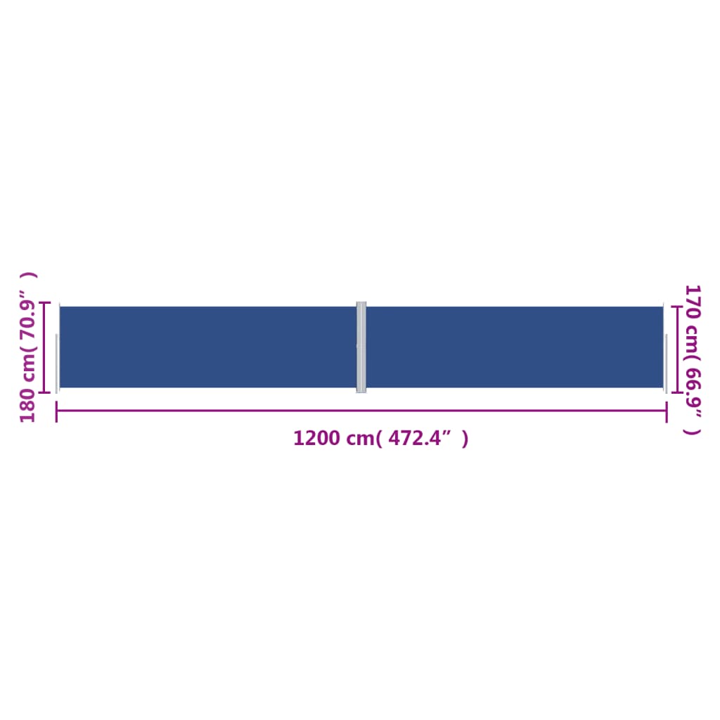 Seitenmarkise Ausziehbar Blau 180x1200 cm