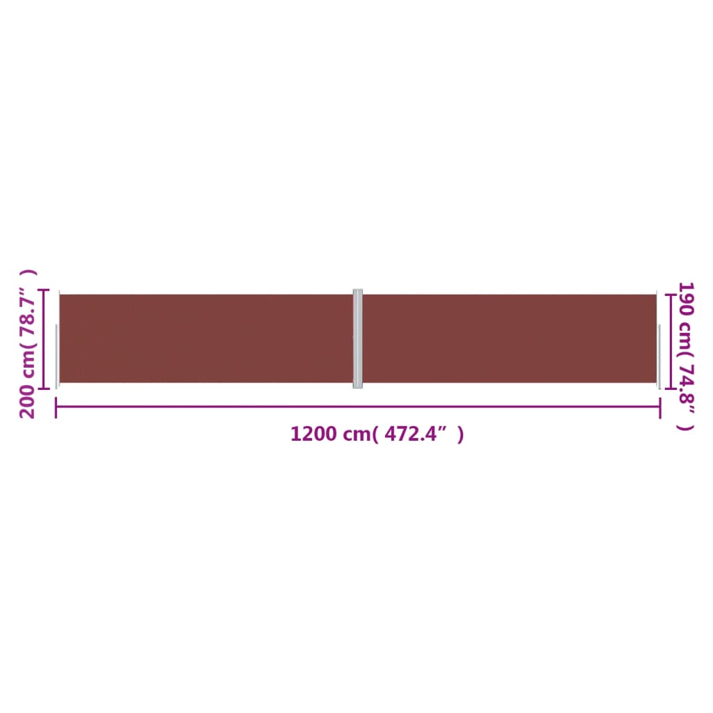 Seitenmarkise Ausziehbar Braun 200x1200 cm
