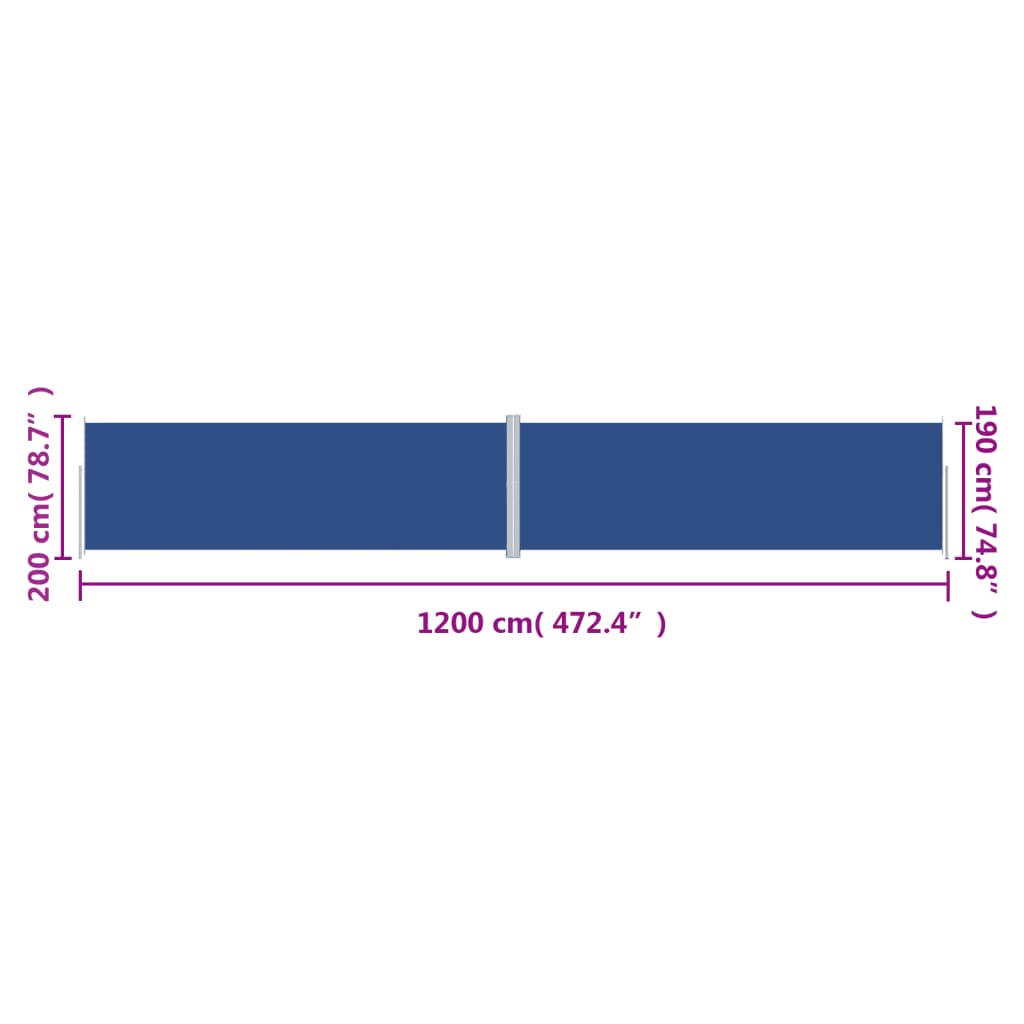 Seitenmarkise Ausziehbar Blau 200x1200 cm