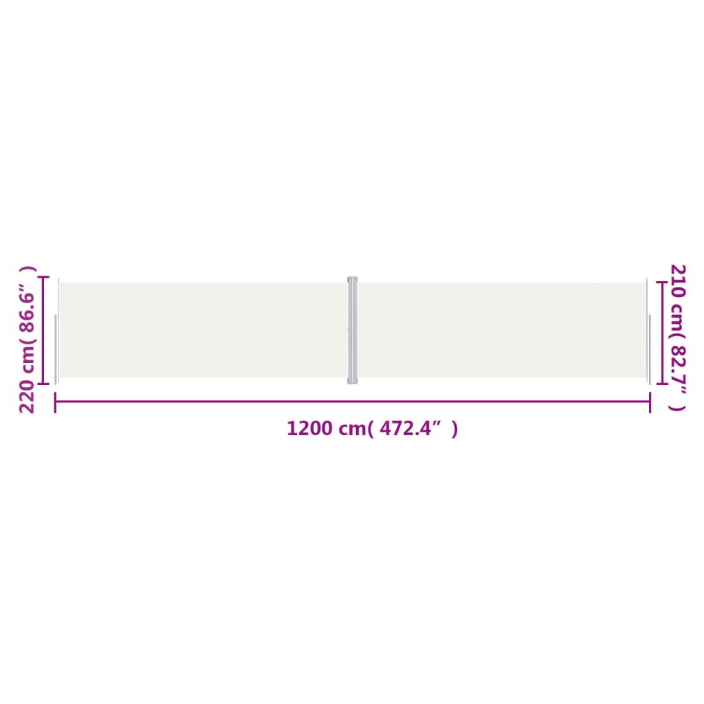 Seitenmarkise Ausziehbar Creme 220x1200 cm
