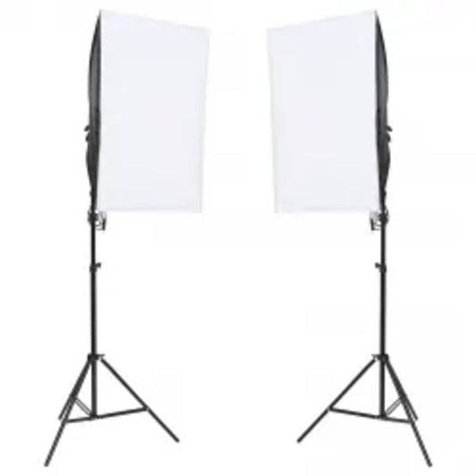 Fotostudio-Set mit Beleuchtung, Hintergrund und Reflektor