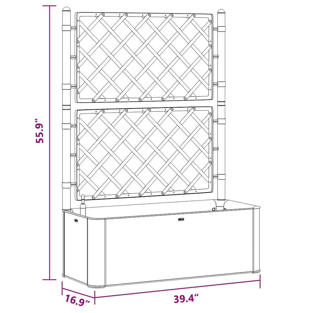 Garten-Hochbeet mit Spalier und Selbstbewässerungssystem Grau