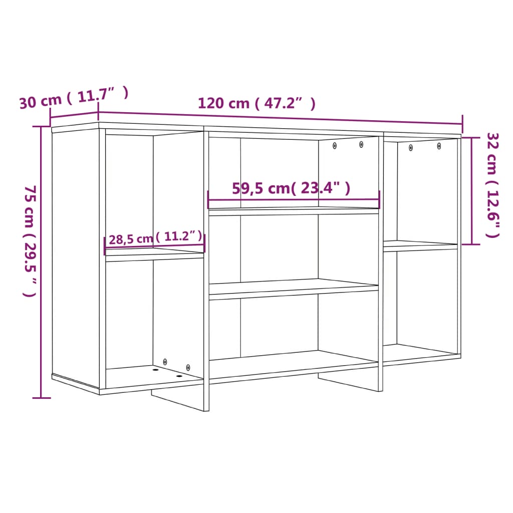 Sideboard Weiß 120x30x75 cm Holzwerkstoff