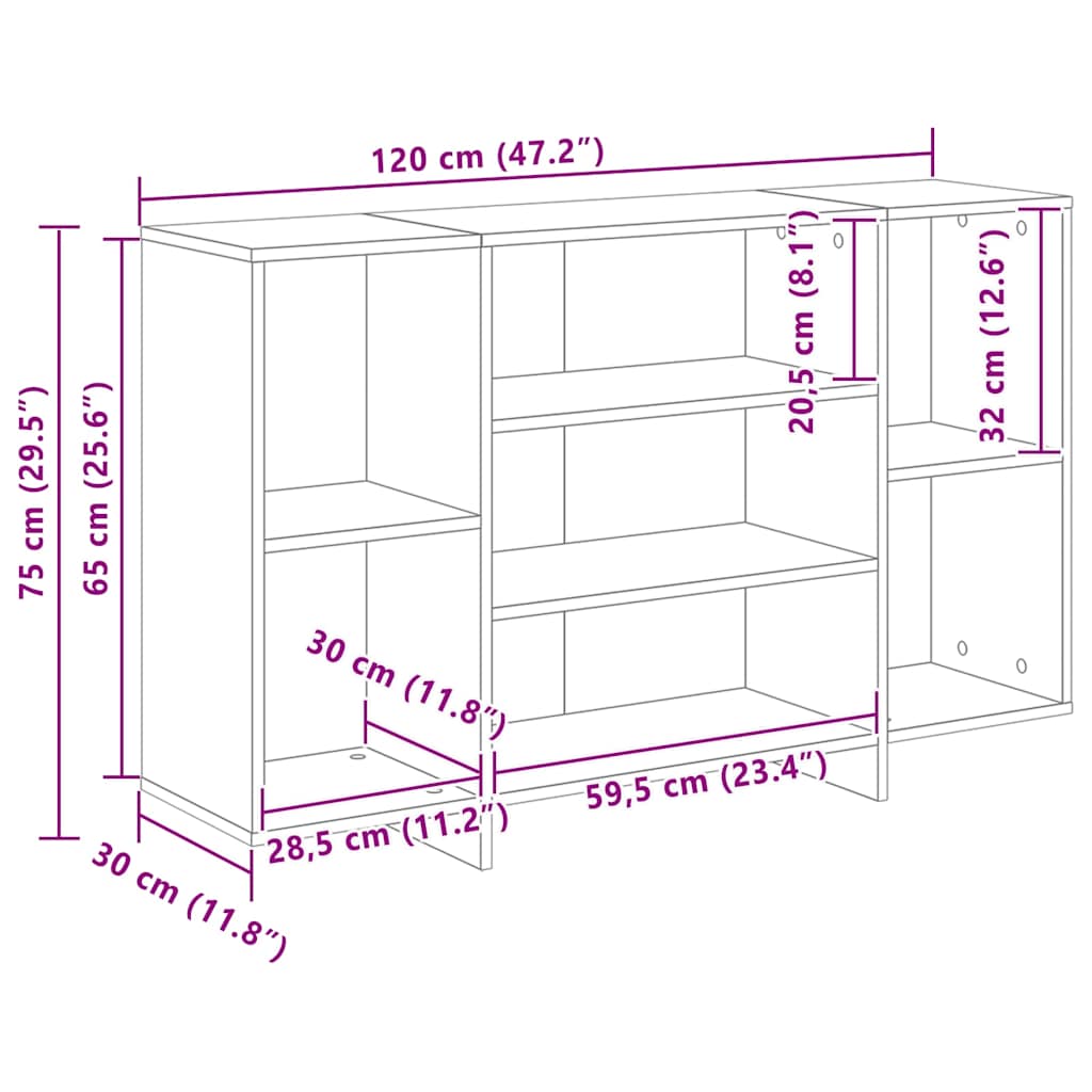 Sideboard Weiß 120x30x75 cm Holzwerkstoff