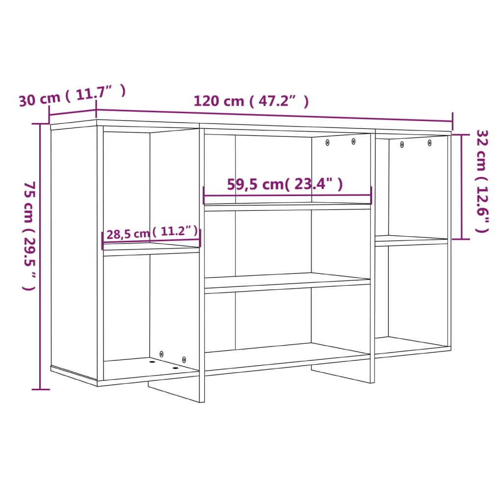 Sideboard Sonoma-Eiche 120x30x75 cm Holzwerkstoff
