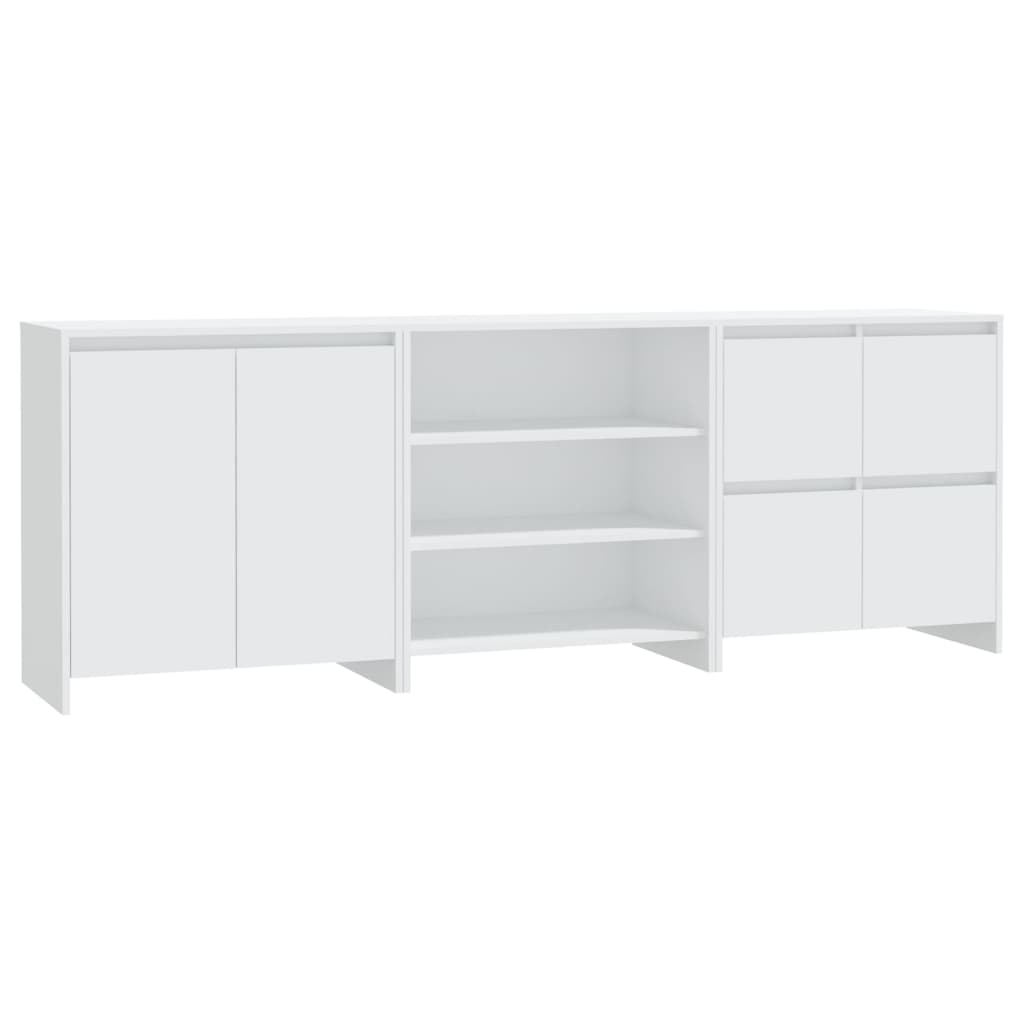 3-tlg. Sideboard Weiß Holzwerkstoff