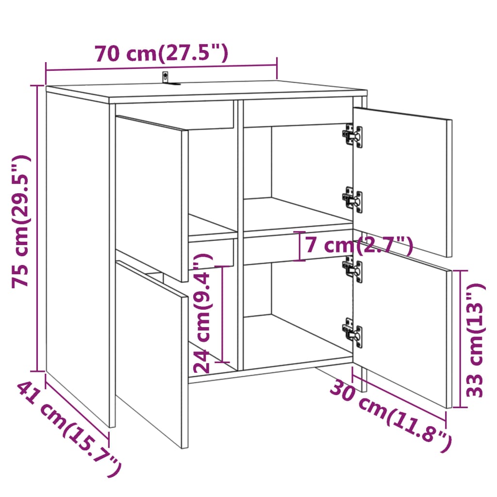 3-tlg. Sideboard Betongrau Holzwerkstoff