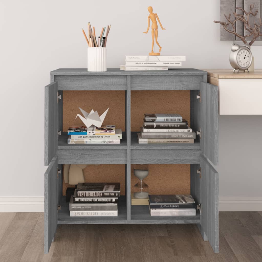 Sideboards 2 Stk. Grau Sonoma 70x41x75 cm Holzwerkstoff