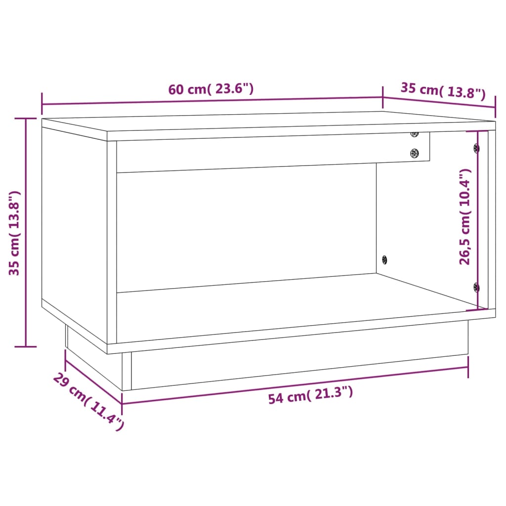 TV-Schrank Grau 60x35x35 cm Massivholz Kiefer