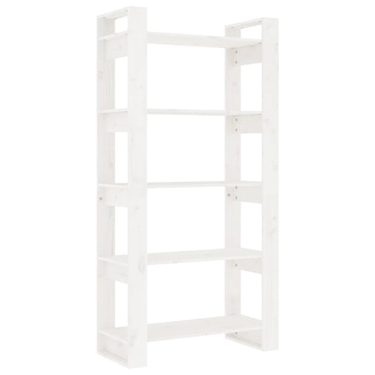 Bücherregal/Raumteiler Weiß 80x35x160 cm Massivholz