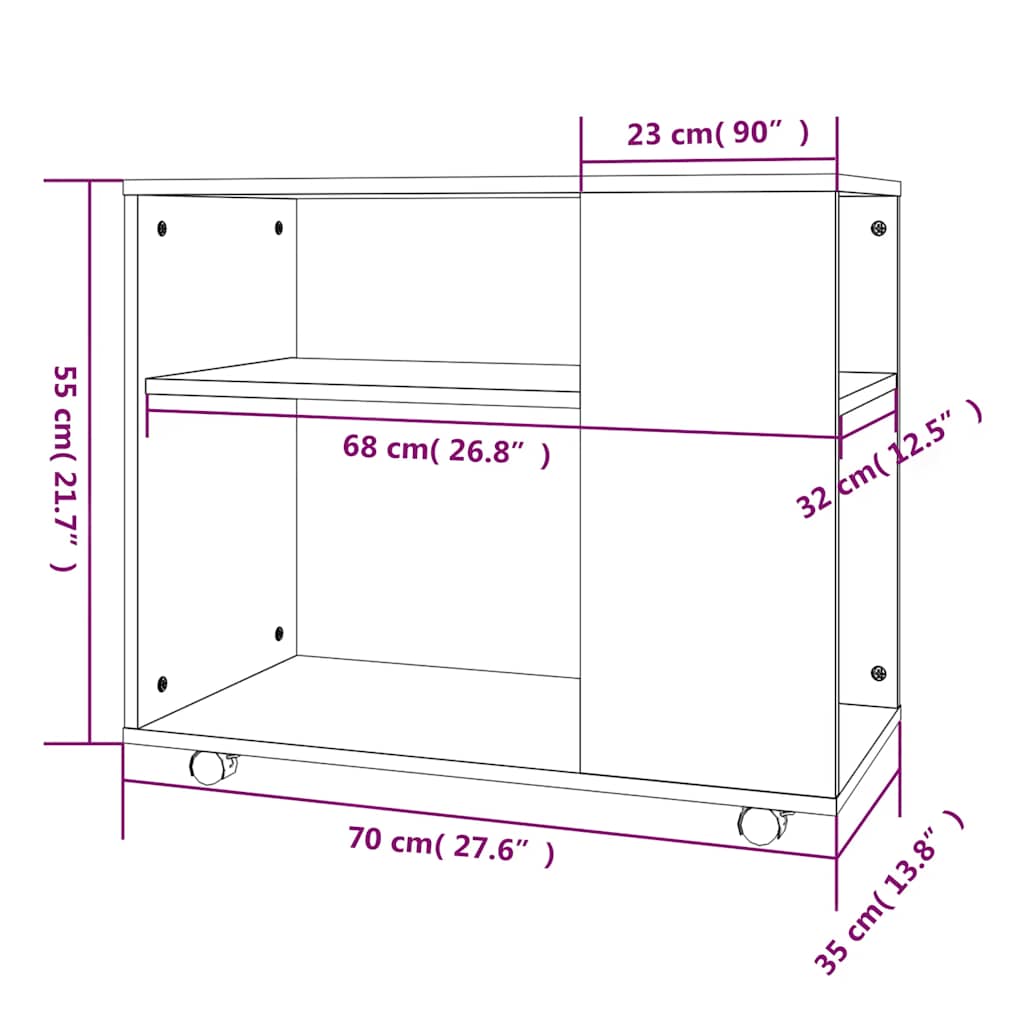 Beistelltisch Grau Sonoma 70x35x55 cm Holzwerkstoff