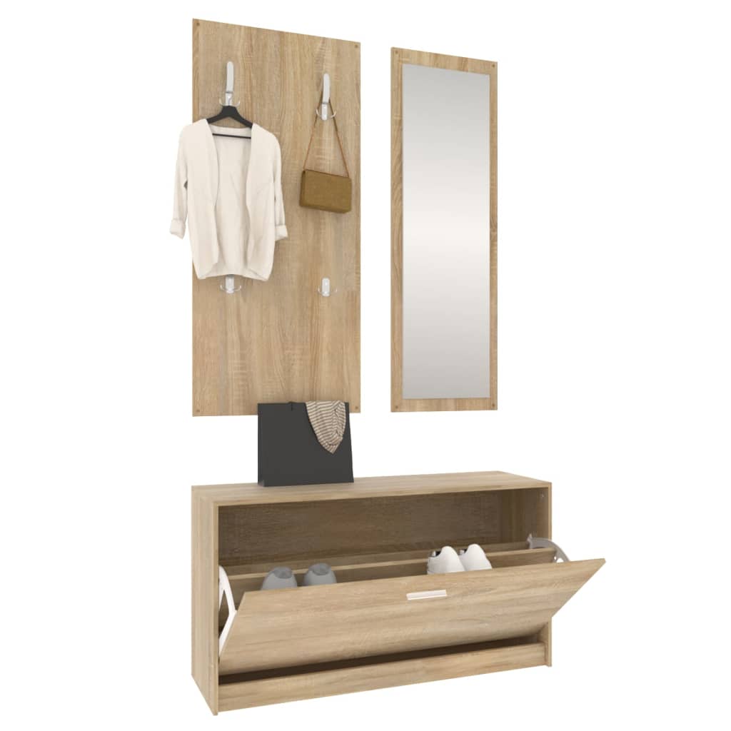 3-in-1 Schuhschrank-Set Sonoma-Eiche Holzwerkstoff