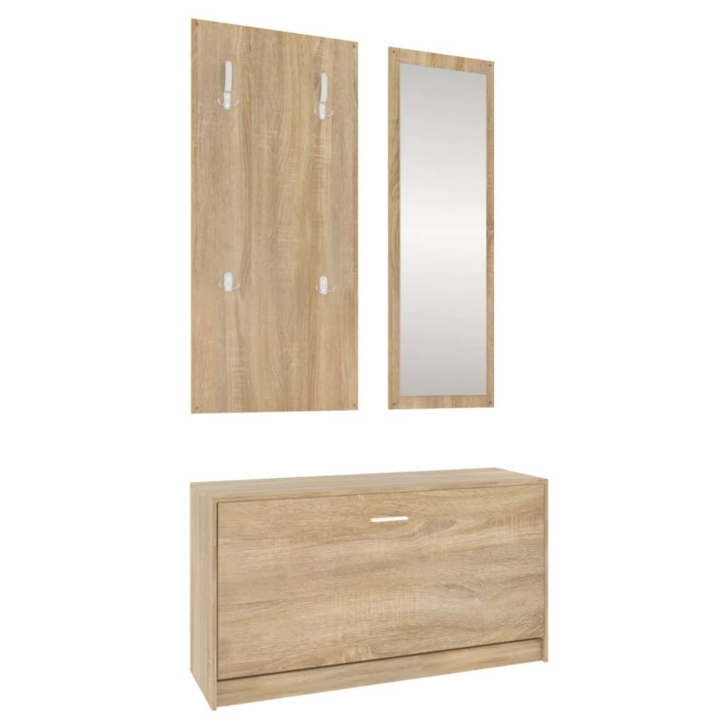 3-in-1 Schuhschrank-Set Sonoma-Eiche Holzwerkstoff